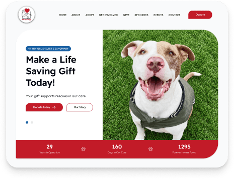 Stray dog rescue nonprofit website