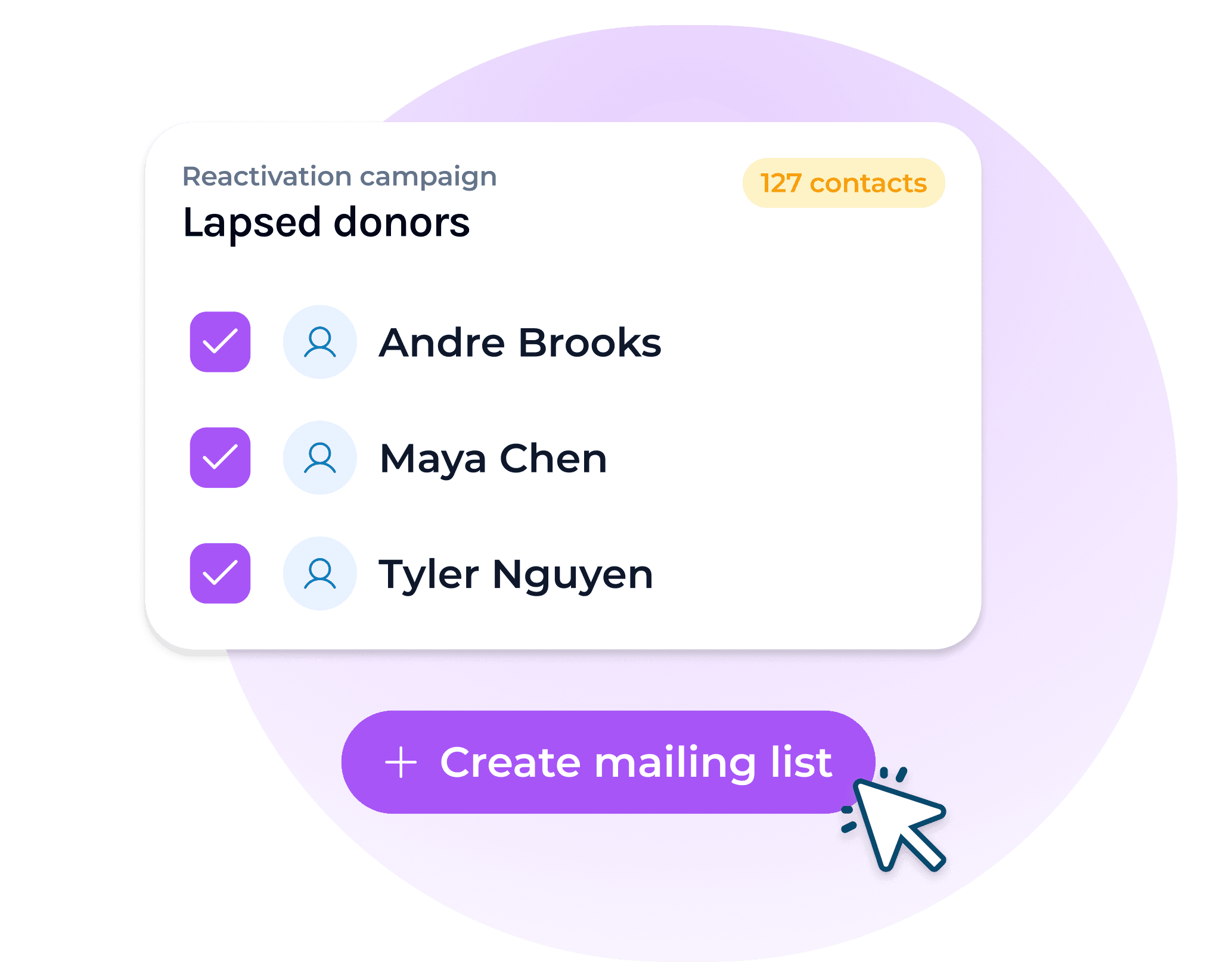 Live donor audience builder